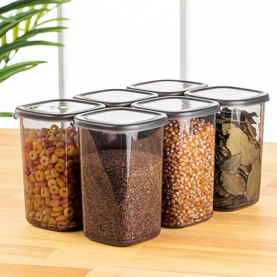 UnicUtil Set 6buc Borcane Uz General cu capac Plastic Gri 1200ml UnicUtil Set 6buc Borcane Uz General cu capac Plastic Gri 1200ml