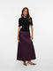 Satin High-waisted Midi Skirt Burgundy
