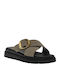 Leather Women's Flat Sandals Flatforms in Gray Color