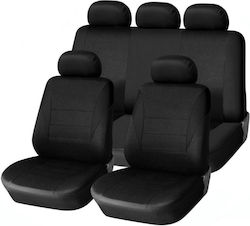 Set Universal Car Seat Covers Front Rear Black Textile Material Airbag Compatible Set Universal Car Seat Covers Front Rear Black Textile Material Airbag Compatible