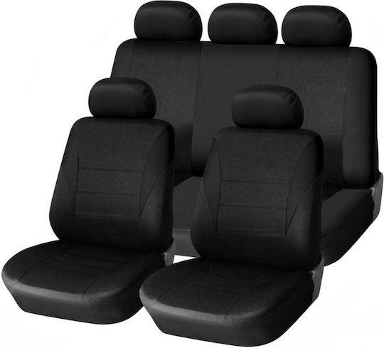 Set Huse Scaune Auto Universale Față Spate Negru Material Textil Compatibil Airbag