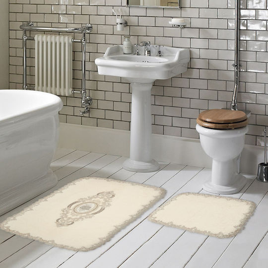 UnicUtil Antiderapant Set Covorașe de Baie 299ANR1476 Cremă 2buc