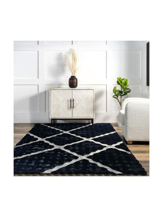 Χαλί Ορθογώνιο Γούνινο Μαύρο-ασημί 200x270cm