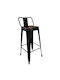 Hocker Bar mit Rückenlehne Metall Molero Black 43x43x94cm