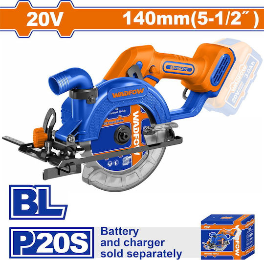 Wadfow Δισκοπρίονο Brushless 20V Solo με Σύστημα Αναρρόφησης