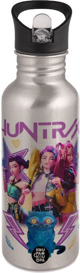 Koupakoupa Huntrix K-pop Series Детска Бутилка За Вода Неръждаема Стомана Със Сламка Сива 600мл