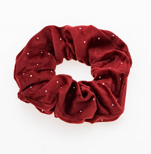 Soura Stoff Velvet Dekorierte Scrunchy 5 Einzigartige Farben-Rot