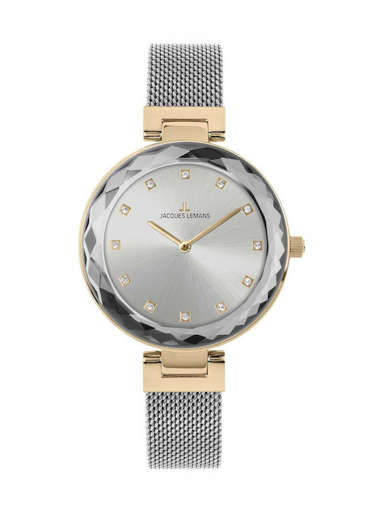 Jacques Lemans Milano Crystals Women's Watch with Gray Metal Bracelet