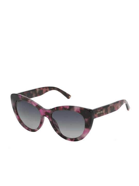 Nina Ricci Damen Sonnenbrille mit Braun Schildkröte Kunststoff Gestell und Gray Verlaufsfarbe Linse SNR3755309SJ