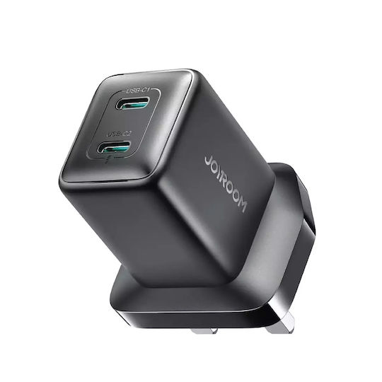 Joyroom Charger Without Cable GaN with 2 USB-C Ports 45W Power Delivery Blacks (JR-TCG17 UK)