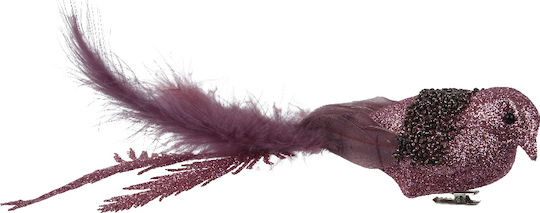 Kaemingk Katoikonhome Decorative Little Bird Foam Clip Glitter Pink 22 cm