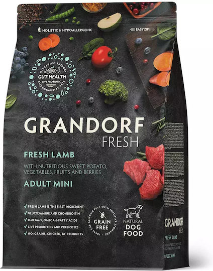 Grandorf Fresh 1kg Dry Food Grain-Free & Gluten-Free for Adult Small Breed Dogs with Lamb and Meat