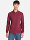 Millers River Pique Polo Long Sleeve Blouse Burgundy