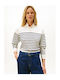 Tommy Women's Blouse Cotton Striped Ivory