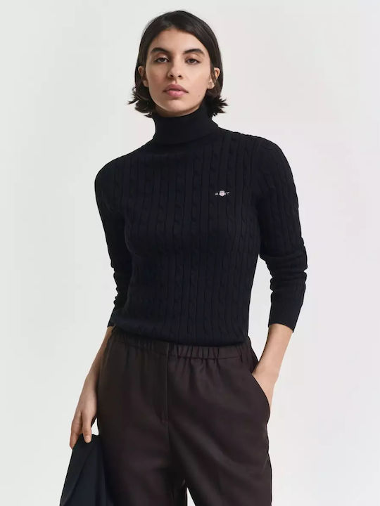 Gant Damen Pullover Baumwolle Rollkragen Black