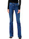 High Waist Women's Jean Trousers Flared in Slim Fit Blue