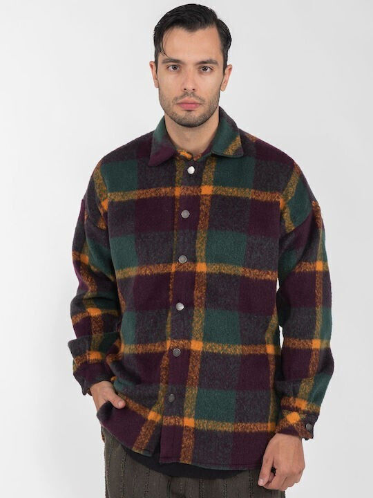 Herrenhemden Langärmelig Burgundisch Overshirt