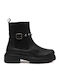 Leder Stiefeletten Damen Schwarz