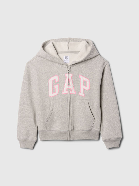Kids Sweatshirt Cardigan Fleece with Hood Light Heather Grey