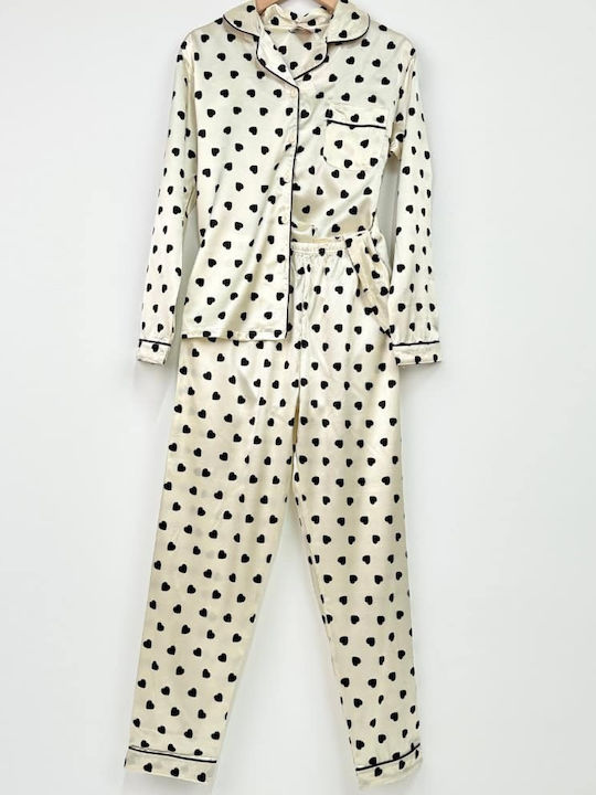 Topaki Topaki Damen Schlafanzug Set Beige