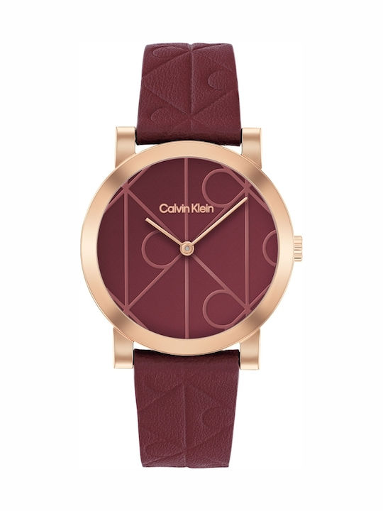 Calvin Klein Monogram Ceas de Damă cu Burgundy Brățară Metalică