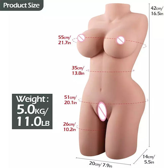 Half Body Sex Doll Realistic Feel Safe Material 5 kg 42 cm
