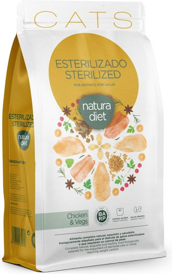 Natura Diet Dry Food for Adult Sterilized Cats with Sensitive Urinary with Chicken 1.5kg