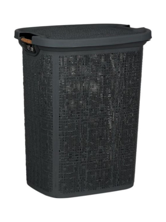 Plastic Laundry Basket with Cap 46x37x57.5cm Gray