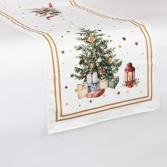 Eurolamp Christmas Tablecloth Runner Fabric White L140xW40cm.