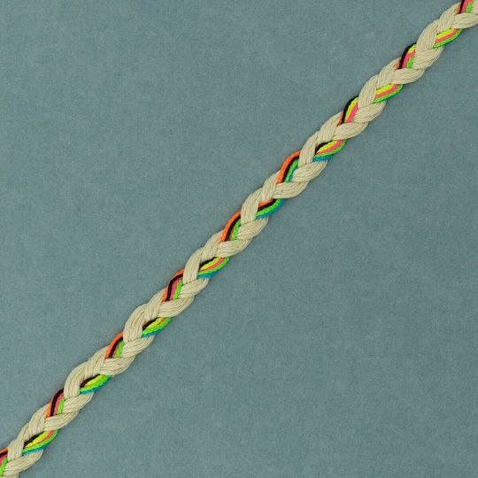 Cotton Braid Ecru Black + 5 Fluorescent Colours 0.8cm Meter