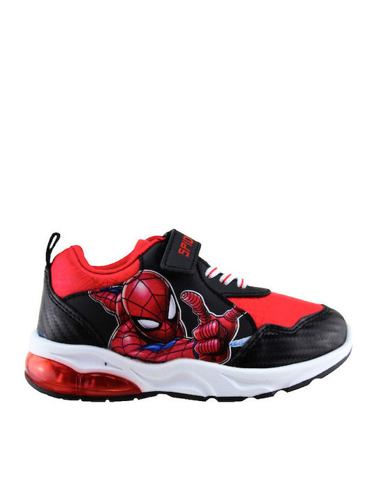 Marvel Spiderman Παιδικά Sneakers με Σκρατς & Φωτάκια Μαύρα
