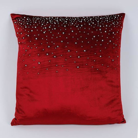 Eurolamp Burgundy Velvet Pillow with Rhinestones 45x45cm Eurolamp