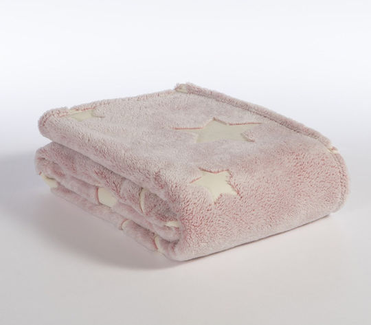 Nef-Nef Homeware Decke Kinderbett Starlight Vlies Rosa 110x150cm