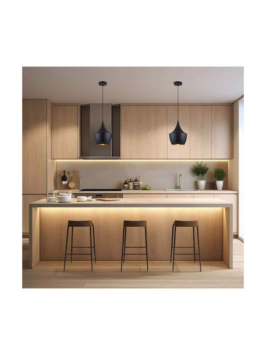 VenCore Pendant Light Black Bell with Socket E27 24x24x30cm