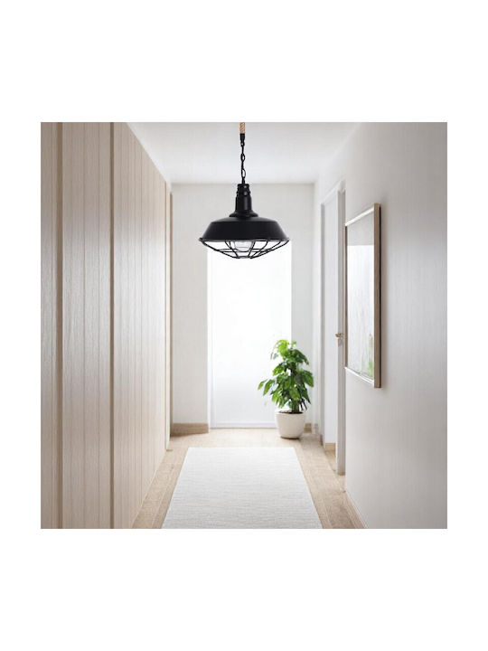 VenCore Pendant Light Black with Rope for Socket E27 36x36x30cm