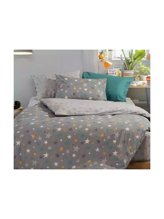 Nef-Nef Homeware Sheet Set Single Cotton Stars Above Gray 170x260cm 3pcs