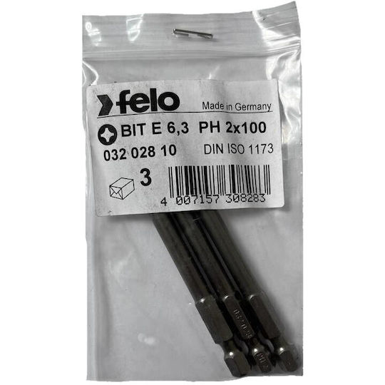 Комплект 3 Винтовертни Бита Industrial Series Philips Profile E6.3 Ph2 100мм