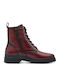 Leather Women's Ankle Boots Burgundy
