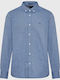 Long-sleeved Cotton Shirt Blue