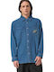Long-sleeved Denim Shirt Polka Dot Blue