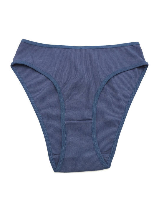 High-waisted Women's Brazil Seamless with Lace Navy Blue