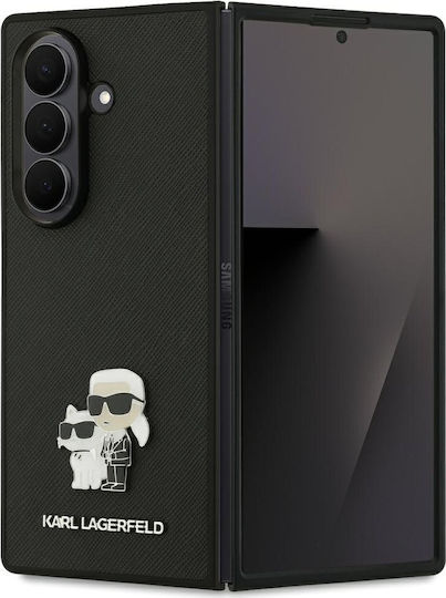 Karl Lagerfeld Saffiano Karl&choupette Pin Back Cover Silicone / Plastic Black (Galaxy Z Fold7)