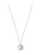 Fossil Zodiac Sign Pisces Necklace in Gold Plated Steel with Zircon Blue