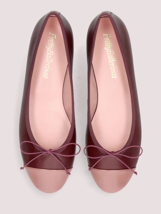 Nicole Leather Women's Pointed Toe Ballerina Shoes In Burgundy Colour