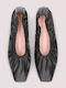 Camille Leather Women's Ballerina Shoes In Black Color