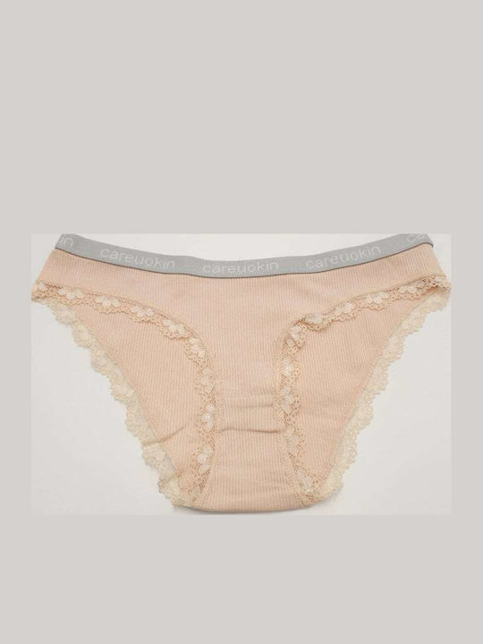 Cotton Women's Brazil Seamless Lace Beige