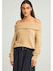 Damen Pullover Rollkragen Beige