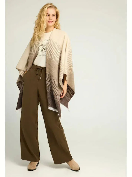 Women's High-waisted Fabric Trousers Brown