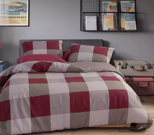 Nef-Nef Homeware Casual Σετ Μονό 3τμχ 100x200+35εκ. με Λάστιχο Bordo