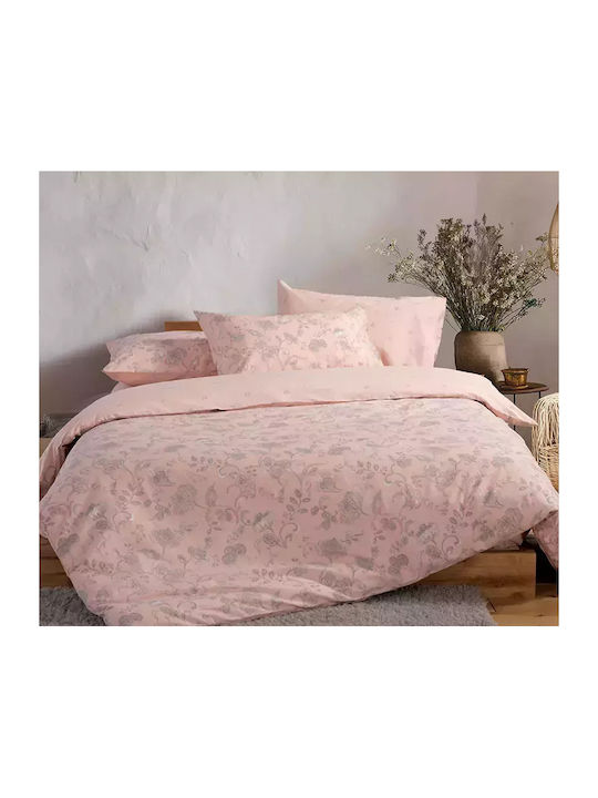 Nef-Nef Homeware Carena Σετ Σεντόνια Υπέρδιπλα με Λάστιχο 160x200+35εκ. Pink (4τμχ)